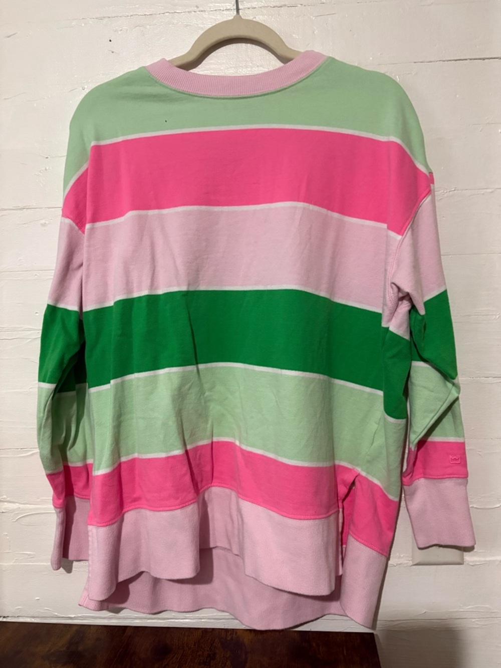 crown & ivy Pink, Light Pink, Mint & Green Striped Crewneck Sweater